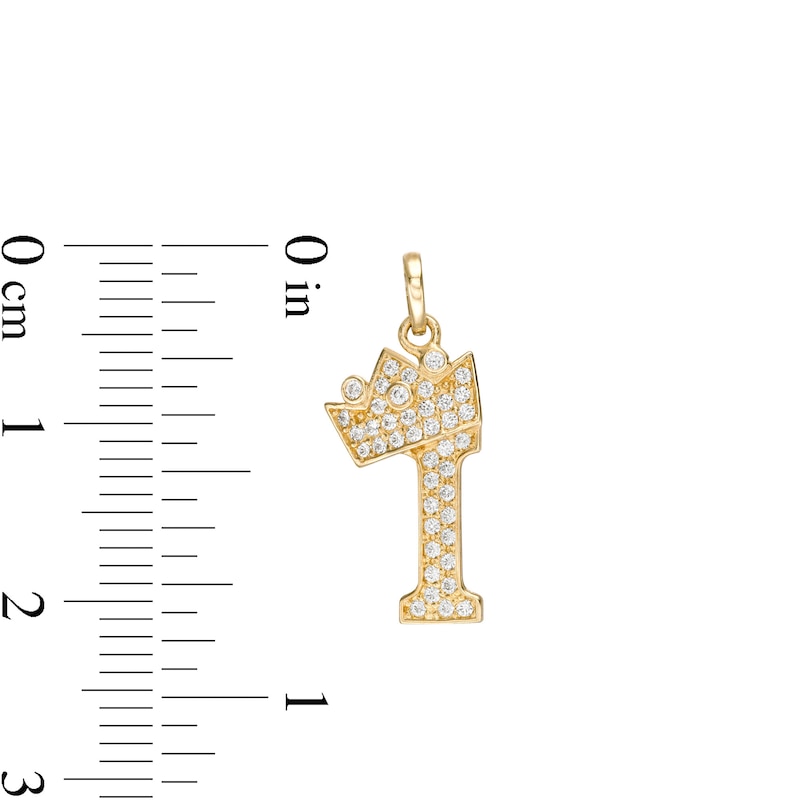 Main Image 2 of Cubic Zirconia "I" Initial with Crown Necklace Charm in 10K Solid Gold