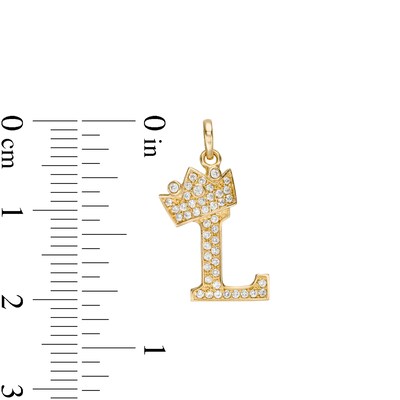 Cubic Zirconia "L" Initial with Crown Necklace Charm in 10K Solid Gold