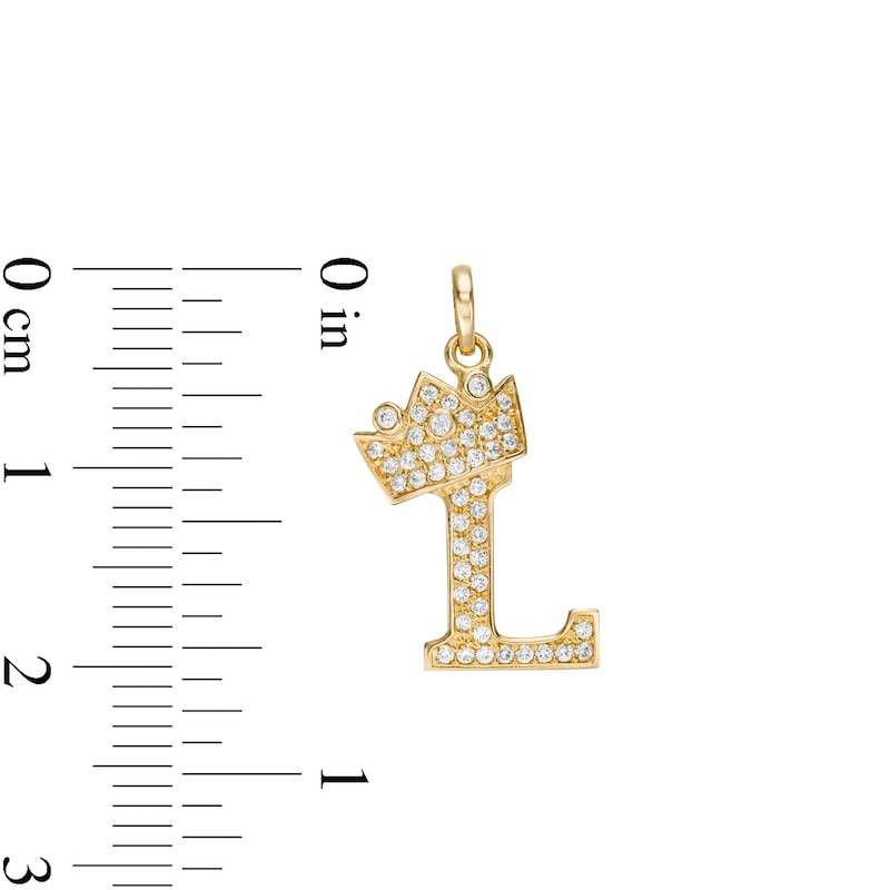 Main Image 2 of Cubic Zirconia "L" Initial with Crown Necklace Charm in 10K Solid Gold