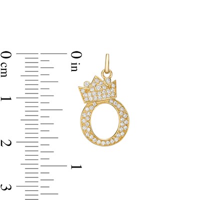 Cubic Zirconia "O" Initial with Crown Necklace Charm in 10K Solid Gold