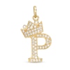 Thumbnail Image 1 of Cubic Zirconia "P" Initial with Crown Necklace Charm in 10K Solid Gold