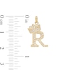 Thumbnail Image 1 of Cubic Zirconia "R" Initial with Crown Necklace Charm in 10K Solid Gold