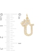 Thumbnail Image 1 of Cubic Zirconia "U" Initial with Crown Necklace Charm in 10K Solid Gold