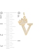 Thumbnail Image 1 of Cubic Zirconia "V" Initial with Crown Necklace Charm in 10K Solid Gold