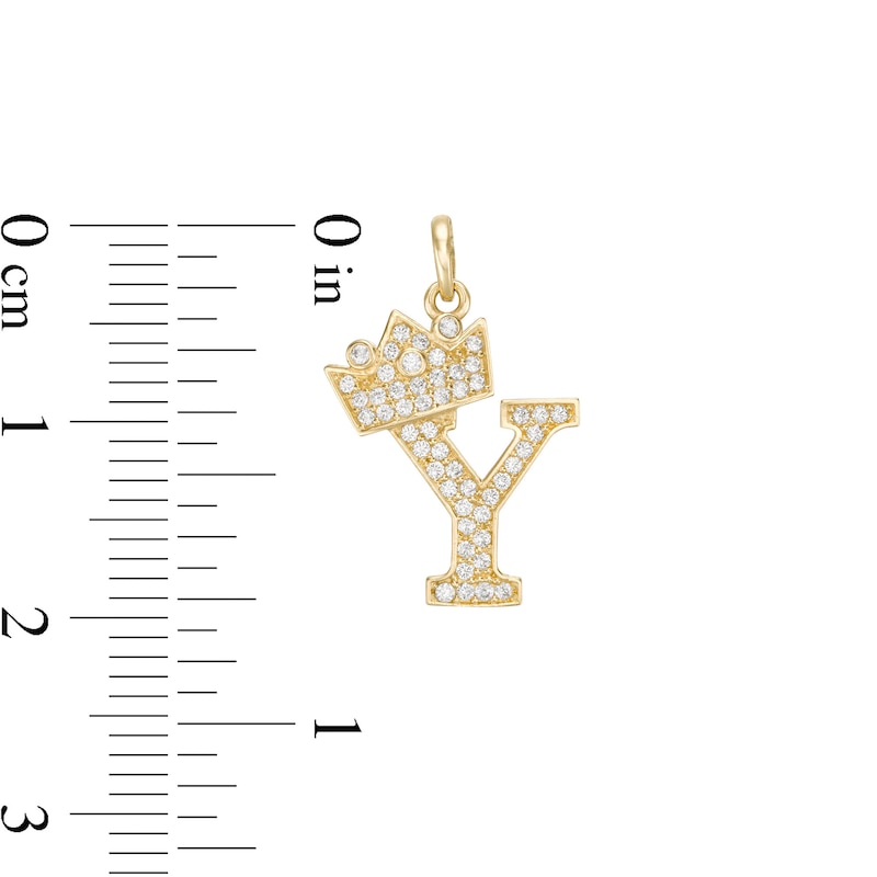 Main Image 2 of Cubic Zirconia "Y" Initial with Crown Necklace Charm in 10K Solid Gold