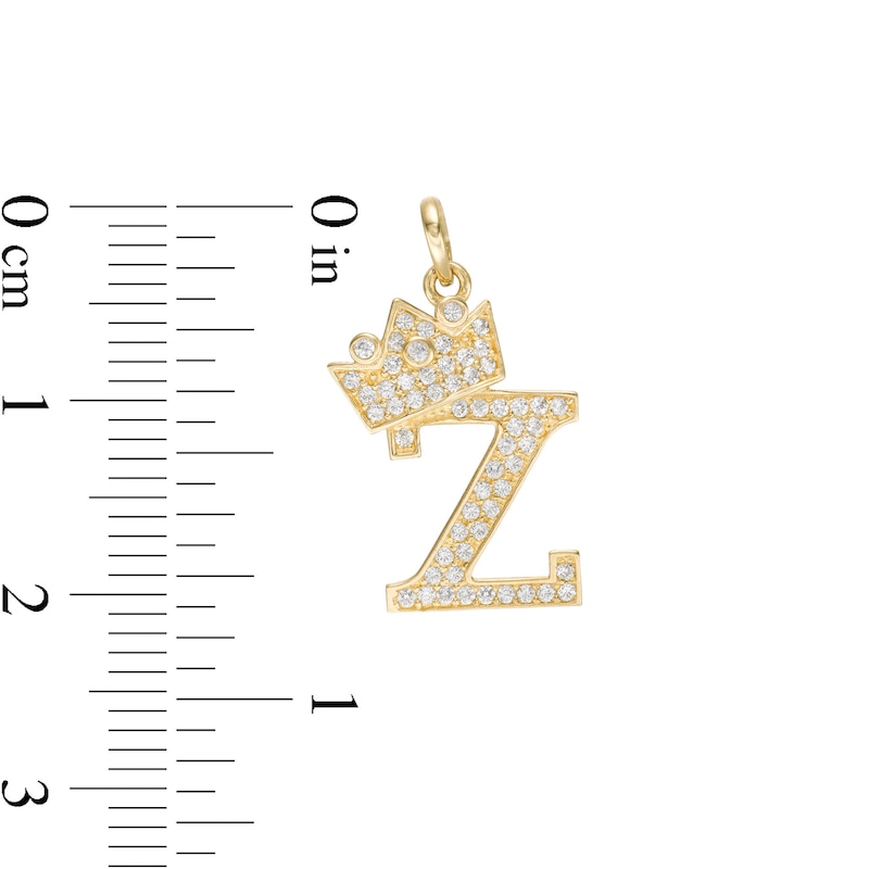 Cubic Zirconia "Z" Initial with Crown Necklace Charm in 10K Solid Gold