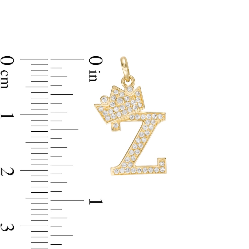 Main Image 2 of Cubic Zirconia "Z" Initial with Crown Necklace Charm in 10K Solid Gold