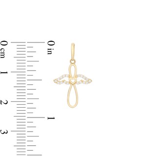 Cubic Zirconia Infinity Heart Angel Outline Necklace Charm in 10K Solid Gold