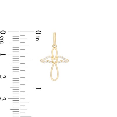 Cubic Zirconia Infinity Heart Angel Outline Necklace Charm in 10K Solid Gold