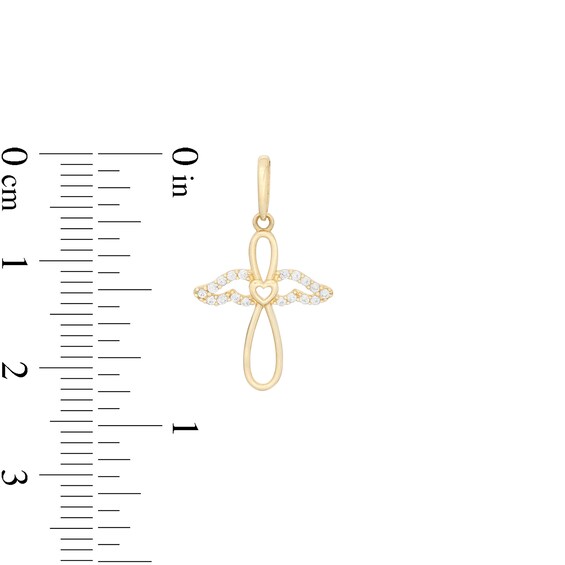 Cubic Zirconia Infinity Heart Angel Outline Necklace Charm in 10K Solid Gold