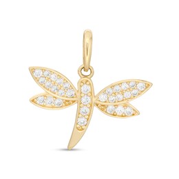 Cubic Zirconia Dragonfly Necklace Charm in 10K Solid Gold