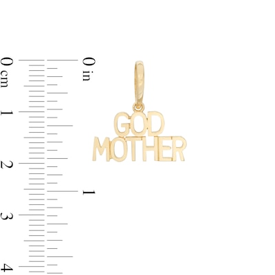 Stacked Uppercase Block "GODMOTHER" Necklace Charm in 10K Solid Gold