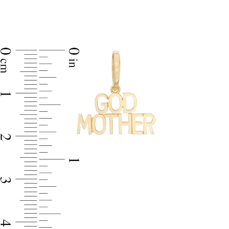 Stacked Uppercase Block "GODMOTHER" Necklace Charm in 10K Solid Gold