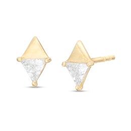 3mm Trillion-Cut Cubic Zirconia Geometric Stud Earrings in 10K Gold