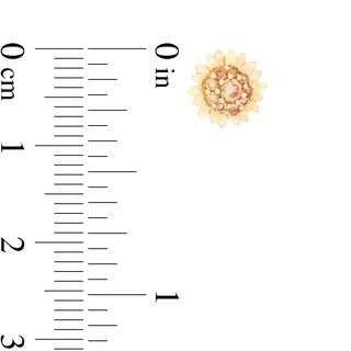 Champagne Cubic Zirconia Sunflower Stud Earrings in 10K Gold
