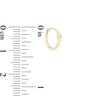 Bezel-Set Cubic Zirconia Solitaire 8mm Huggie Hoop Earrings in 10K Gold