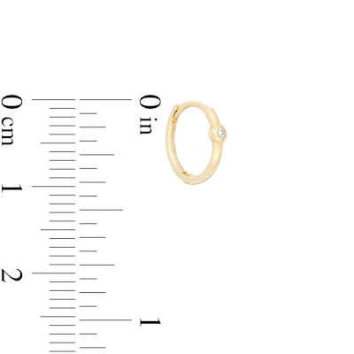 Bezel-Set Cubic Zirconia Solitaire 8mm Huggie Hoop Earrings in 10K Gold
