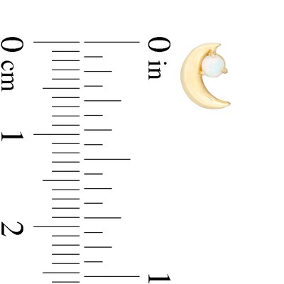 Simulated Opal Crescent Moon Stud Earrings in 10K Gold