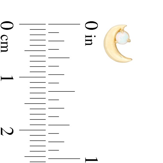 Simulated Opal Crescent Moon Stud Earrings in 10K Gold