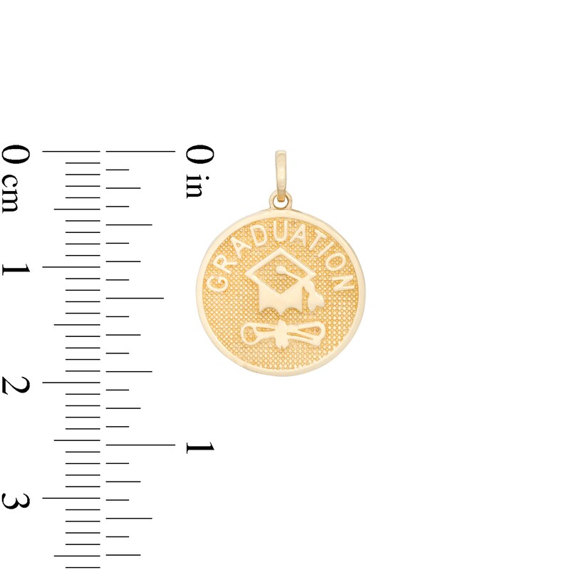 Textured "GRADUATION" Cap and Diploma Medallion Necklace Charm in 10K Gold