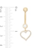 Thumbnail Image 1 of 014 Gauge Cubic Zirconia Heart Outline Dangle Belly Button Ring in 10K Gold