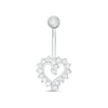 Thumbnail Image 0 of 014 Gauge Cubic Zirconia Shadow Heart Belly Button Ring in 14K White Gold