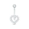 Thumbnail Image 0 of 014 Gauge Cubic Zirconia Shadow Heart Belly Button Ring in 14K White Gold