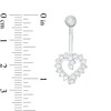 Thumbnail Image 1 of 014 Gauge Cubic Zirconia Shadow Heart Belly Button Ring in 14K White Gold