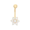 Thumbnail Image 1 of 014 Gauge 3mm Simulated Opal Flower Belly Button Ring in 10K Gold