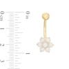 Thumbnail Image 2 of 014 Gauge 3mm Simulated Opal Flower Belly Button Ring in 10K Gold