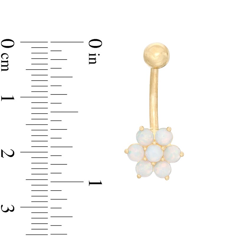 Main Image 2 of 014 Gauge 3mm Simulated Opal Flower Belly Button Ring in 10K Gold