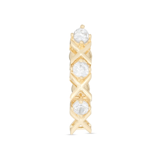 014 Gauge 3mm Cubic Zirconia "XO" Top Down Belly Button Ring in 14K Gold