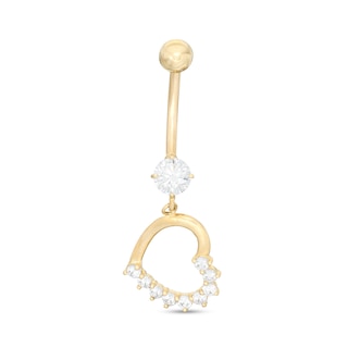 CZ HOOP BELLY RING- 14k Yellow Gold - ShopperBoard