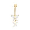 Thumbnail Image 1 of 014 Gauge Marquise Cubic Zirconia Double Butterfly Dangle Belly Button Ring in 10K Gold