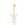 Thumbnail Image 0 of 014 Gauge Marquise Cubic Zirconia Double Butterfly Dangle Belly Button Ring in 10K Gold