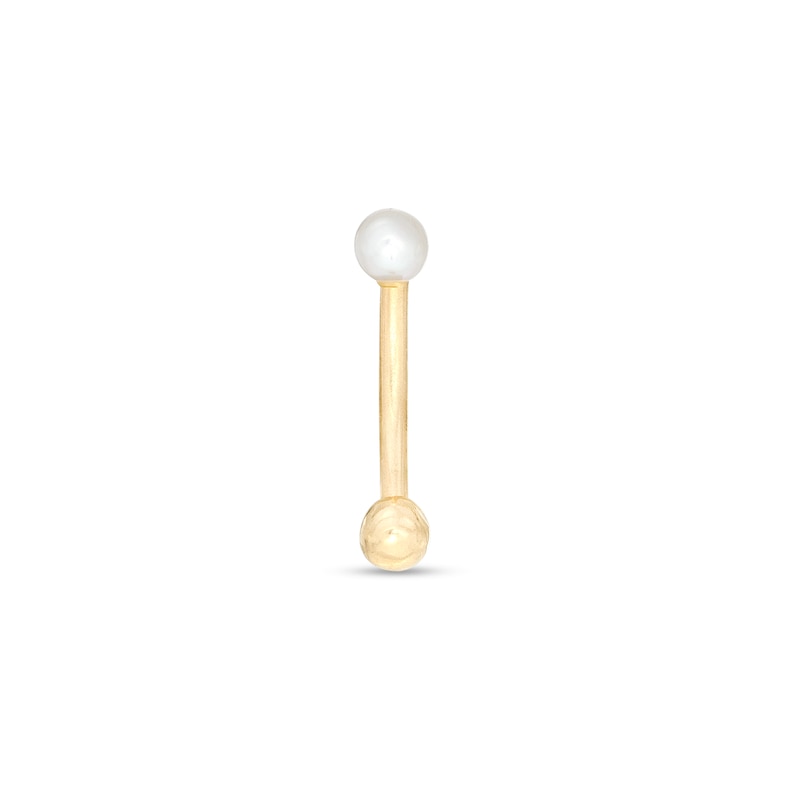 016 Gauge 3mm Freshwater Cultured Pearl Curved Barbell in 10K Gold