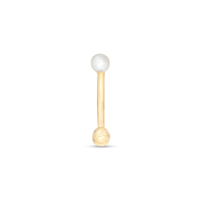 016 Gauge 3mm Cultured Freshwater Pearl Curved Barbell in 10K Gold