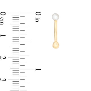 016 Gauge 3mm Freshwater Cultured Pearl Curved Barbell in 10K Gold