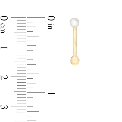 016 Gauge 3mm Freshwater Cultured Pearl Curved Barbell in 10K Gold