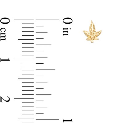 022 Gauge Diamond-Cut Cannabis Leaf Nose Stud in 14K Gold
