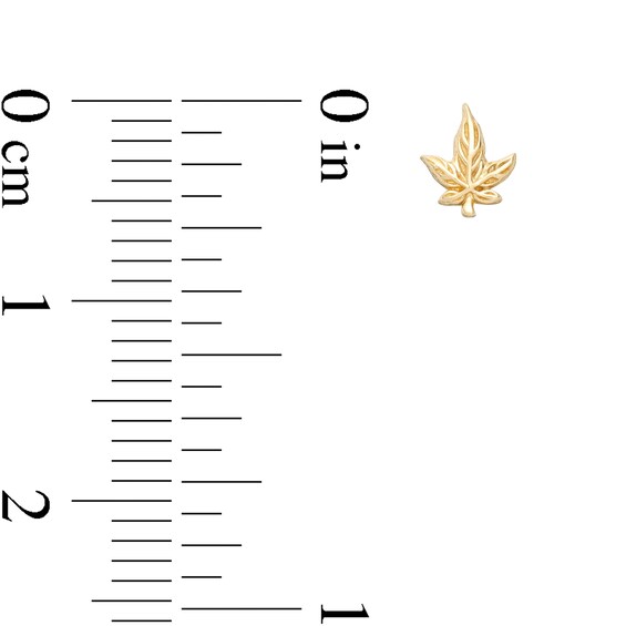 022 Gauge Diamond-Cut Cannabis Leaf Nose Stud in 14K Gold
