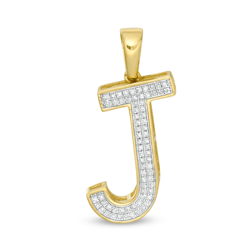 Main Image 1 of 1/8 CT. T.W. Diamond "J" Initial Necklace Charm in 10K Gold
