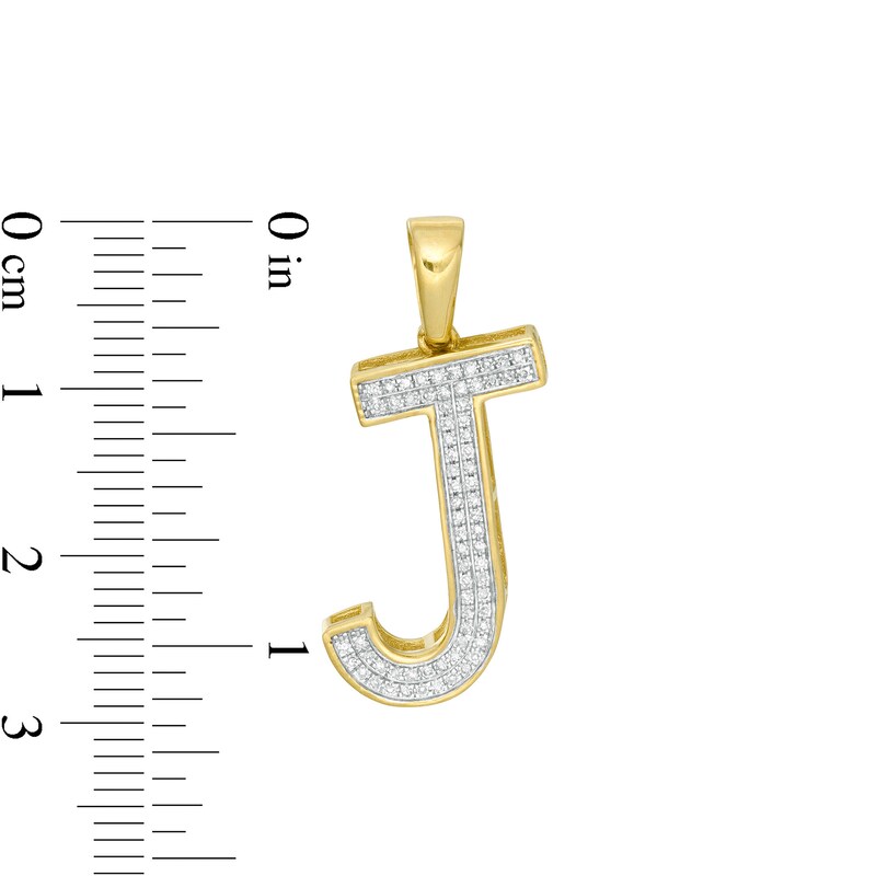 Main Image 2 of 1/8 CT. T.W. Diamond "J" Initial Necklace Charm in 10K Gold