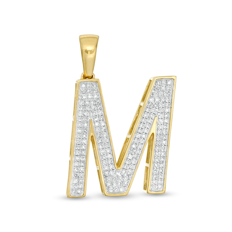 Main Image 1 of 1/3 CT. T.W. Diamond "M" Initial Necklace Charm in 10K Gold