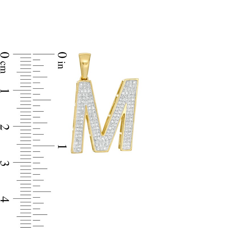 Main Image 2 of 1/3 CT. T.W. Diamond "M" Initial Necklace Charm in 10K Gold