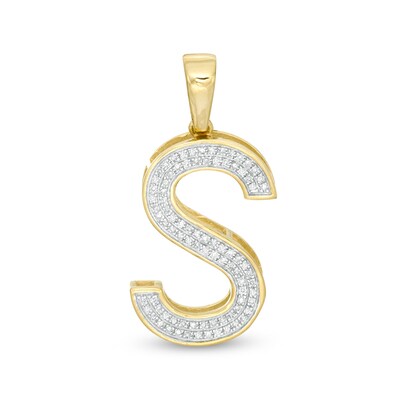 1/6 CT. T.W. Diamond "S" Initial Necklace Charm in 10K Gold