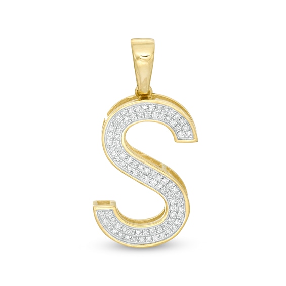 1/6 CT. T.W. Diamond "S" Initial Necklace Charm in 10K Gold