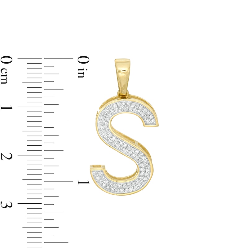 Main Image 2 of 1/6 CT. T.W. Diamond "S" Initial Necklace Charm in 10K Gold