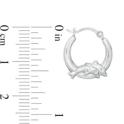 14.2mm Double Dolphin Tube Huggie Hoop Earrings in Hollow Sterling Silver