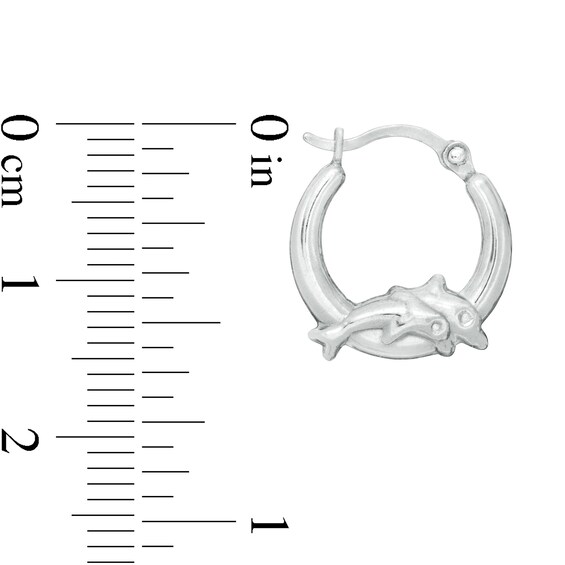 14.2mm Double Dolphin Tube Huggie Hoop Earrings in Hollow Sterling Silver